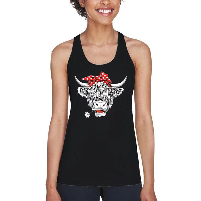 Cute Hairy Scottish Highland Cow For Women's Racerback Tank