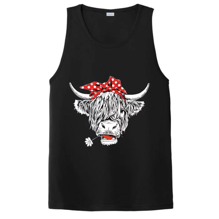 Cute Hairy Scottish Highland Cow For Performance Tank