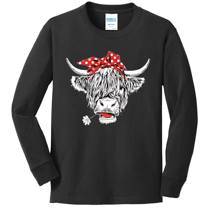 Cute Hairy Scottish Highland Cow For Kids Long Sleeve Shirt