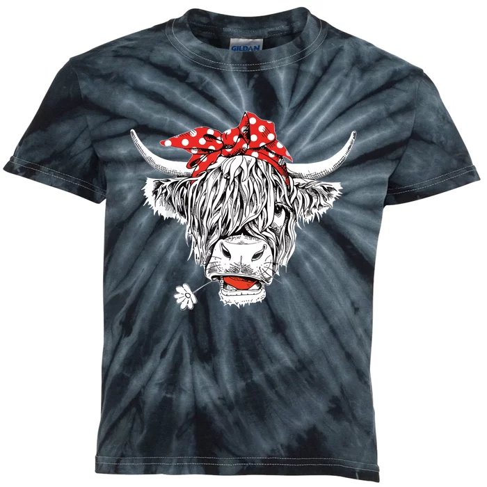 Cute Hairy Scottish Highland Cow For Kids Tie-Dye T-Shirt