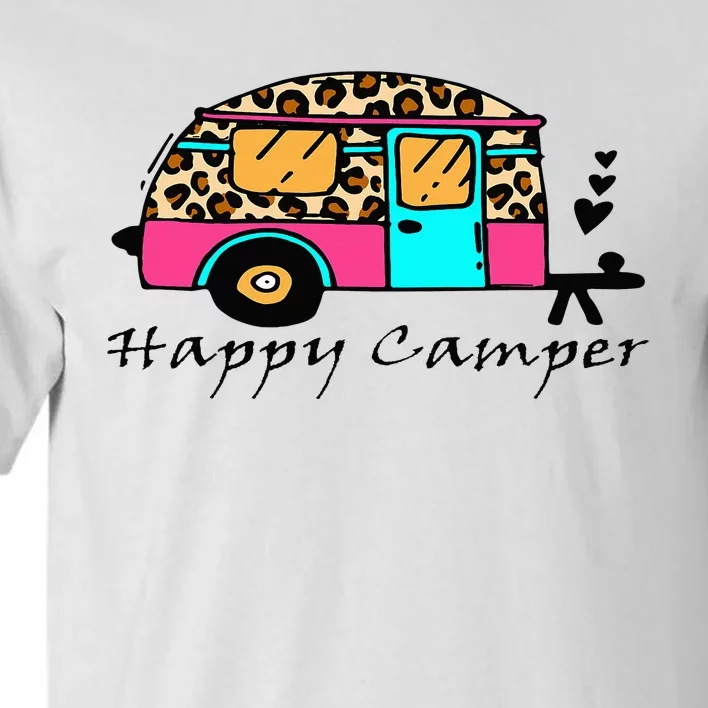 Camper Happy Summer Camp Camping Leopard Funny Glamping Tall T-Shirt