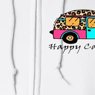 Camper Happy Summer Camp Camping Leopard Funny Glamping Full Zip Hoodie