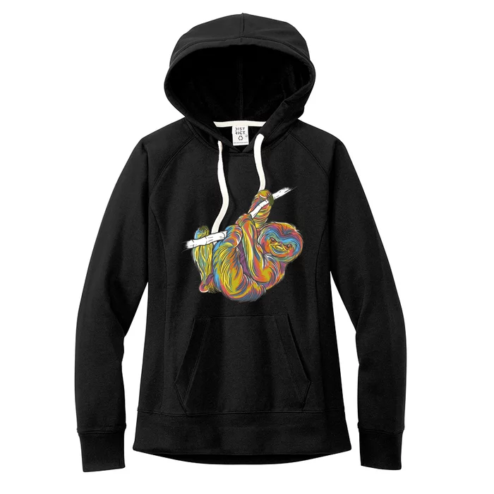 Colorful Hanging Sloth Women's Fleece Hoodie