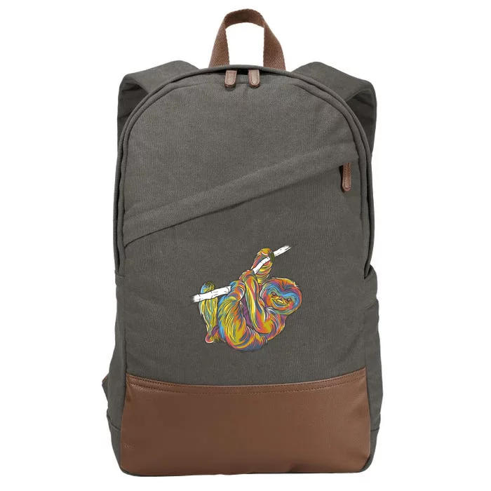 Colorful Hanging Sloth Cotton Canvas Backpack