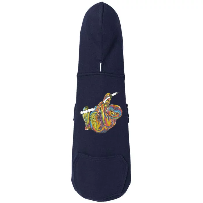 Colorful Hanging Sloth Doggie 3-End Fleece Hoodie