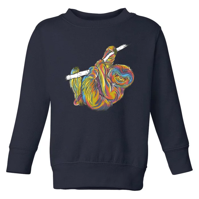 Colorful Hanging Sloth Toddler Sweatshirt