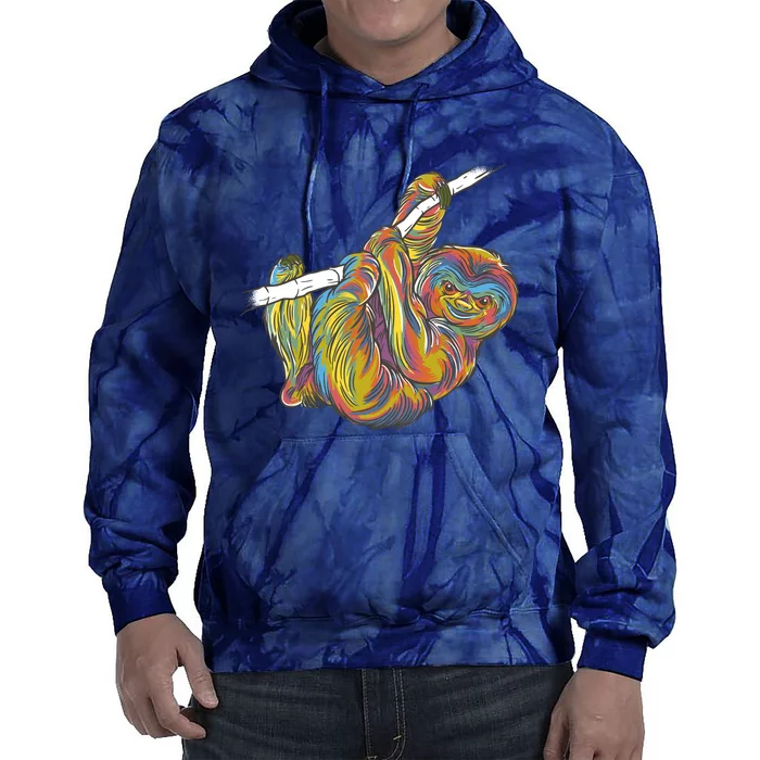 Colorful Hanging Sloth Tie Dye Hoodie