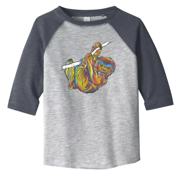 Colorful Hanging Sloth Toddler Fine Jersey T-Shirt