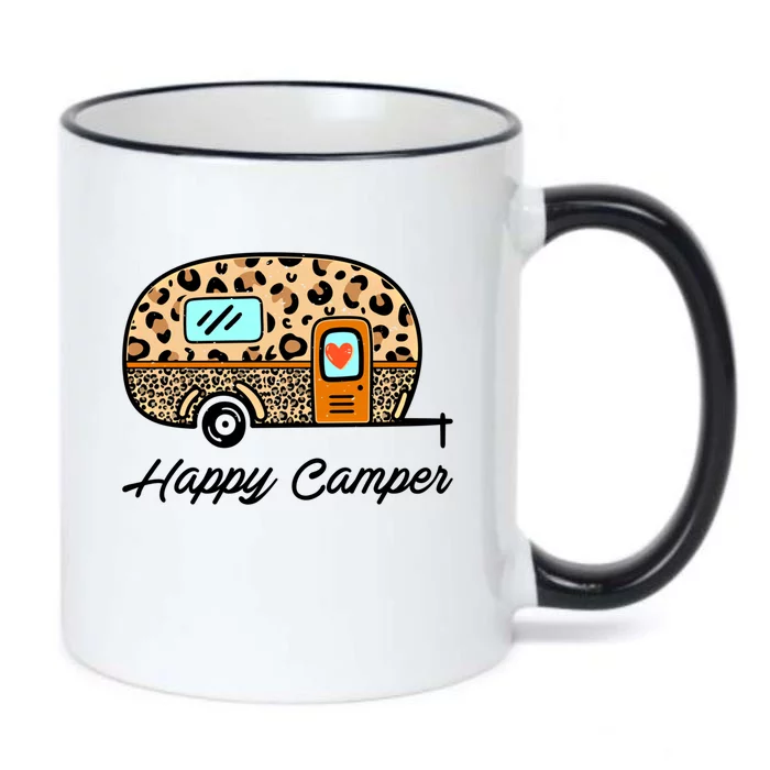 Camper Happy Summer Camp Camping Leopard Funny Glamping Gift Black Color Changing Mug