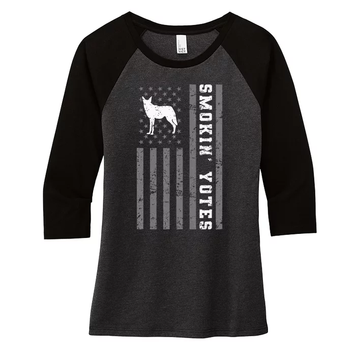 Coyote Hunting Smokin Yotes Women's Tri-Blend 3/4-Sleeve Raglan Shirt