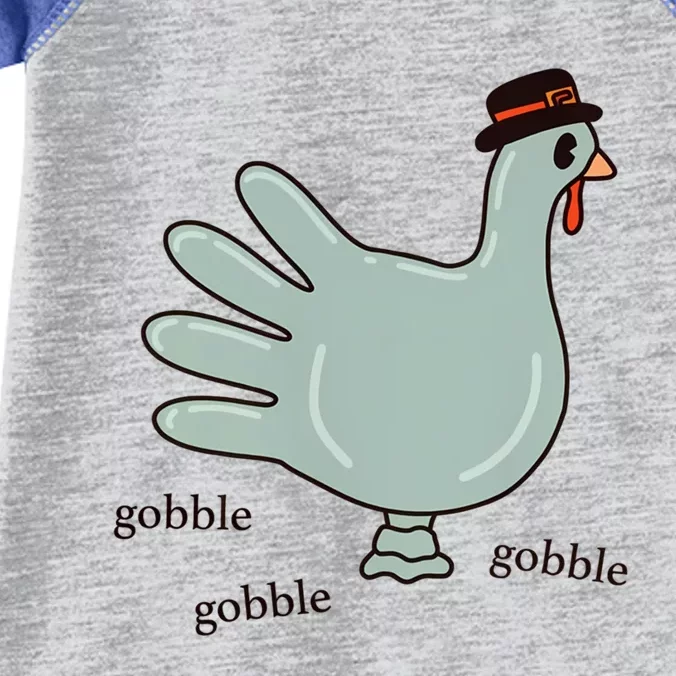 Cute Hand Turkey Pilgrim Gobble Thanksgiving Day Costume Gift Infant Baby Jersey Bodysuit