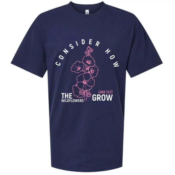 Consider How The Wildflower Grow Bible Verse Sueded Cloud Jersey T-Shirt