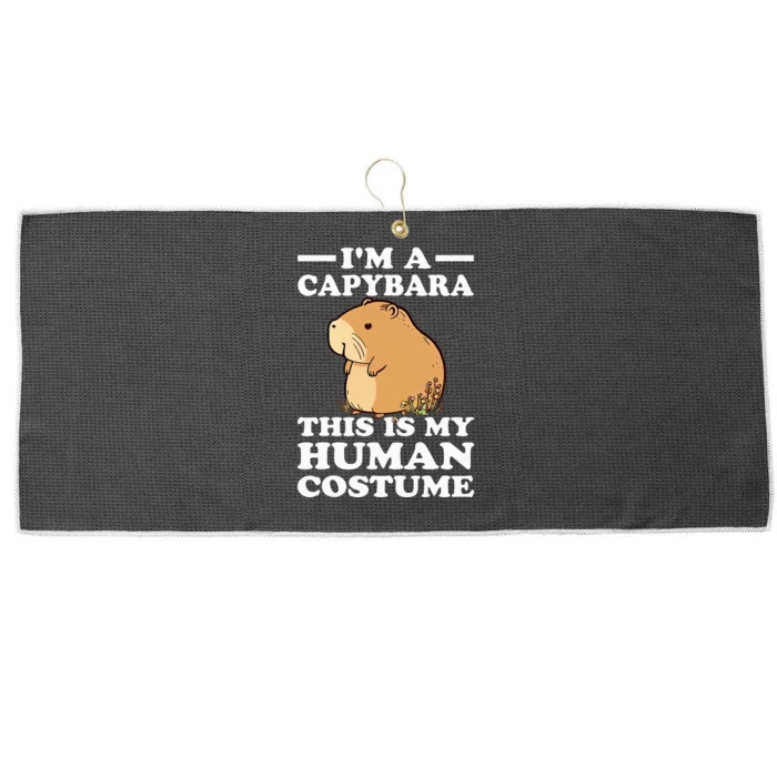 Cute Halloween This Is My Human Costume IM A Capybara Large Microfiber Waffle Golf Towel