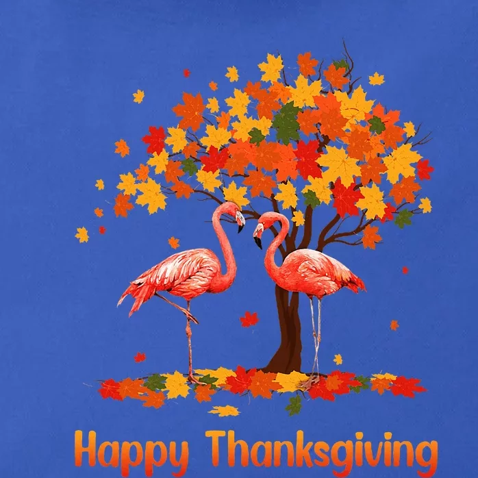 Cool Happy Thanksgiving Fall Flamingo Lover Zip Tote Bag