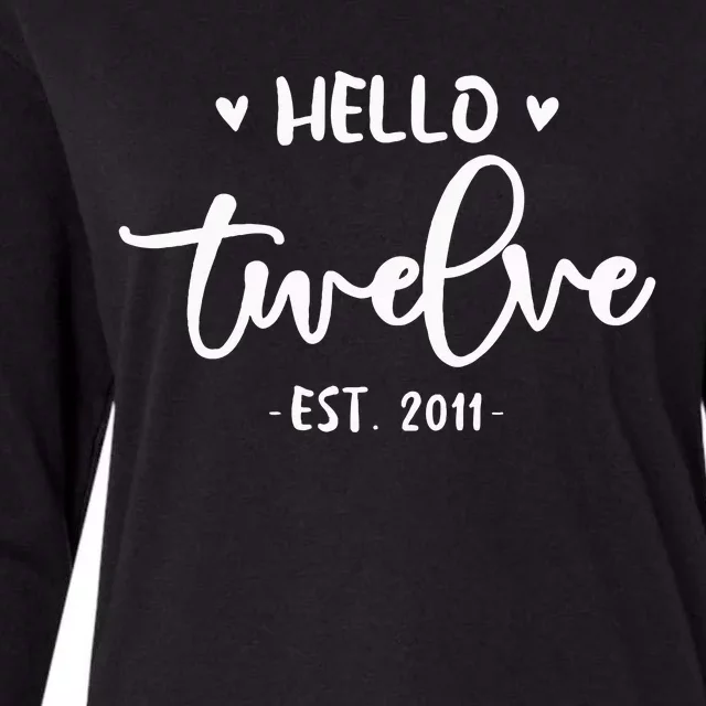 Cute Hello Twelve 12th Birthday For Girls Womens Cotton Relaxed Long Sleeve T-Shirt