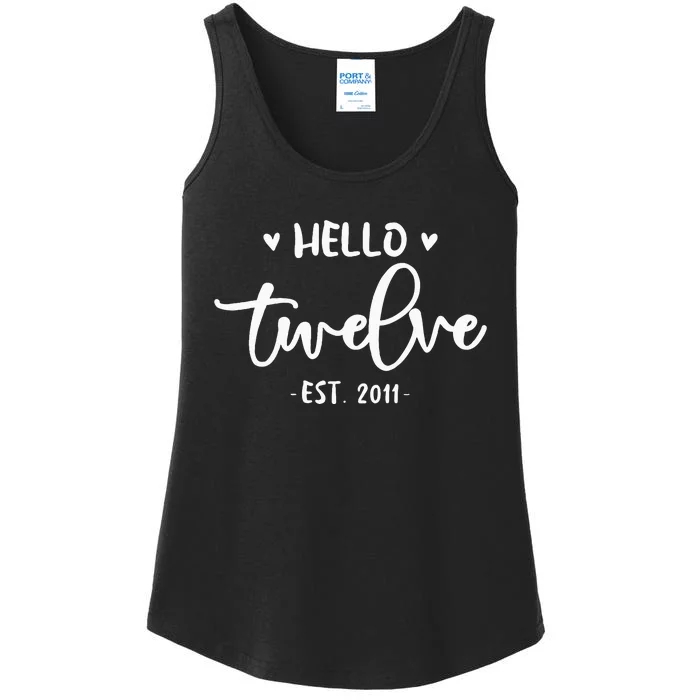 Cute Hello Twelve 12th Birthday For Girls Ladies Essential Tank