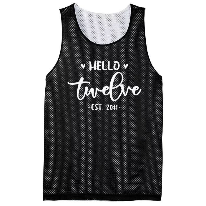 Cute Hello Twelve 12th Birthday For Girls Mesh Reversible Basketball Jersey Tank