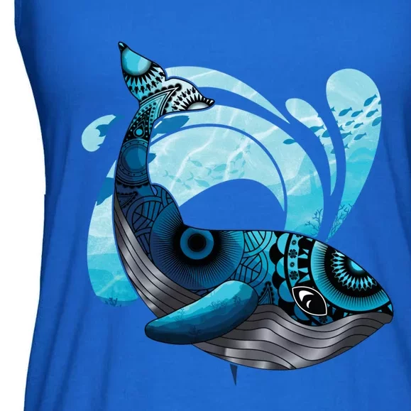 Cute Hawaiian Tribal Whale Activisgift Save The Whales Funny Gift Ladies Essential Flowy Tank