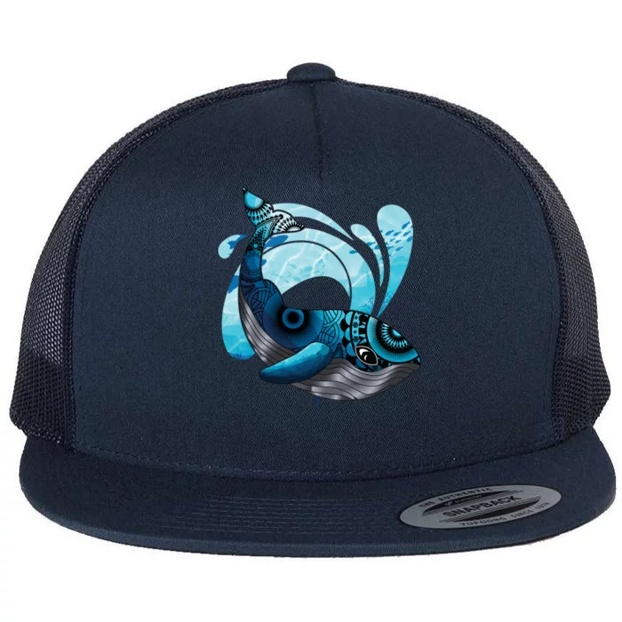 Cute Hawaiian Tribal Whale Activisgift Save The Whales Funny Gift Flat Bill Trucker Hat