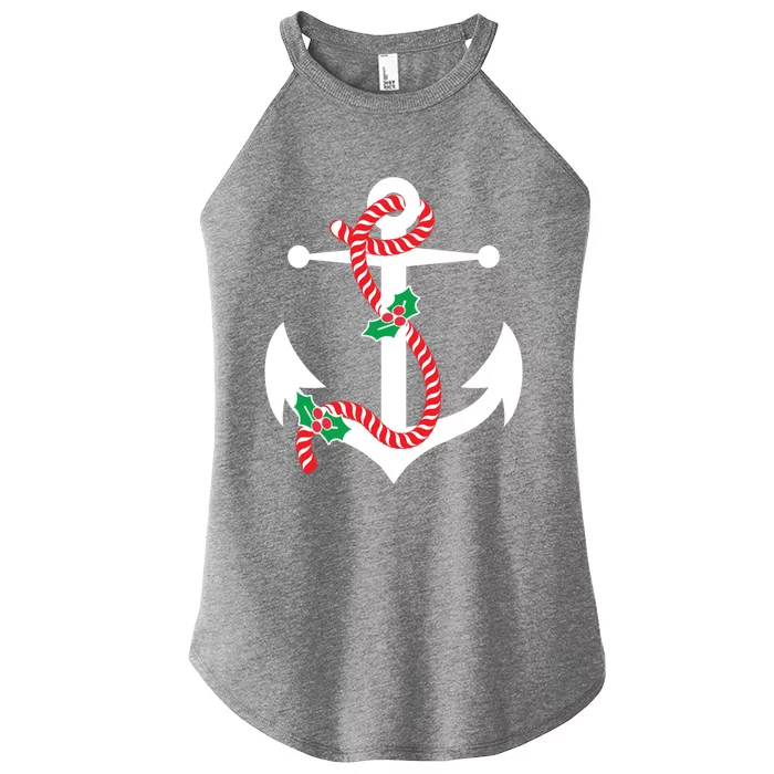 Christmas Holiday Themed Nautical Anchor Classic Women’s Perfect Tri Rocker Tank