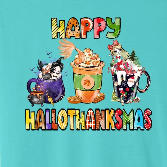 Coffee Halloween Thanksgiving Christmas Happy Hallothanksmas ChromaSoft Performance T-Shirt