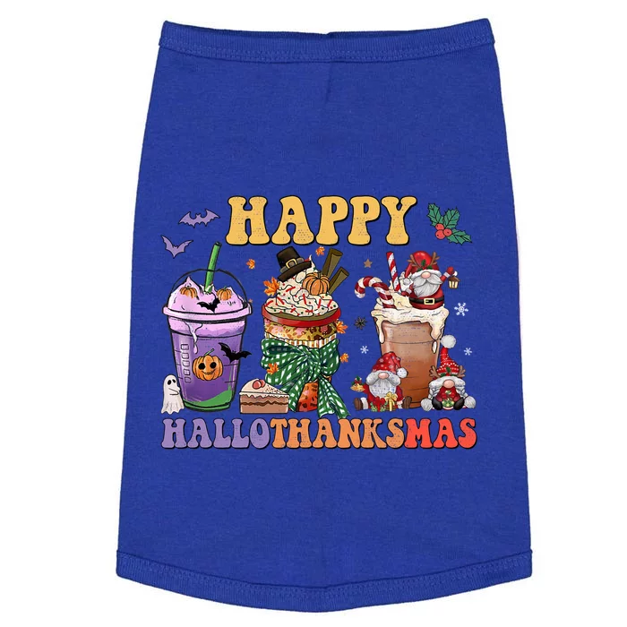 Coffee Halloween Thanksgiving Christmas Happy Hallothanksmas Gift Doggie Tank