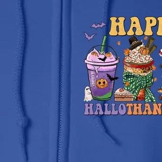 Coffee Halloween Thanksgiving Christmas Happy Hallothanksmas Gift Full Zip Hoodie