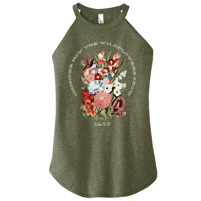 Consider How The Wildflowers Grow Christian Cottage Garden Women’s Perfect Tri Rocker Tank