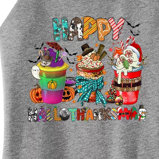 Coffee Halloween Thanksgiving Christmas Happy Hallothanksmas Gift Women’s Perfect Tri Rocker Tank