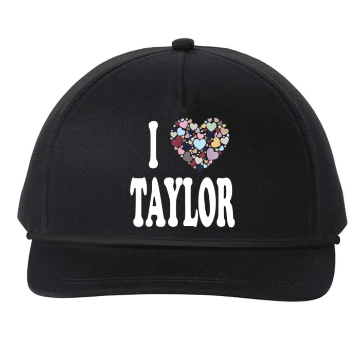 Colorful Heart Taylor First Name Girl I Love Taylor Snapback Five-Panel Rope Hat