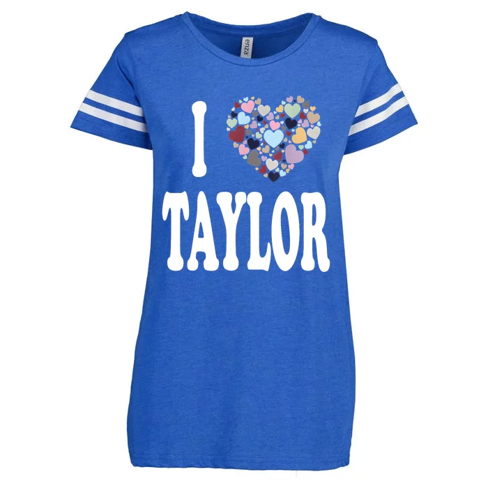 Colorful Heart Taylor First Name Girl I Love Taylor Enza Ladies Jersey Football T-Shirt