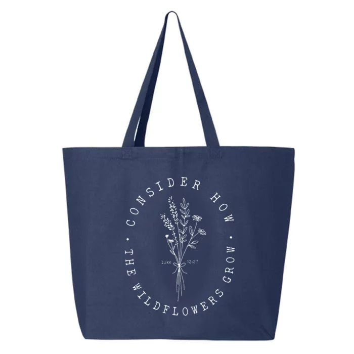 Consider How The Wildflowers Grow Jesus Christian God Cross 25L Jumbo Tote