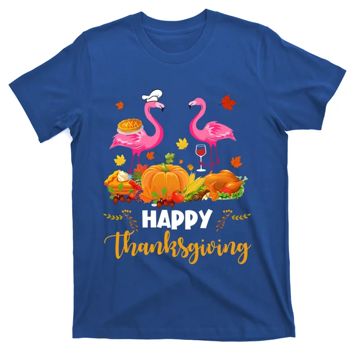 Cool Happy Thanksgiving Flamingo Ing Wine Lover Funny Gift Cool Gift T-Shirt