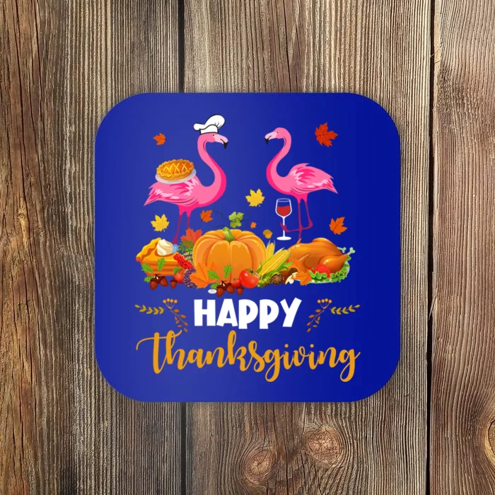 Cool Happy Thanksgiving Flamingo Ing Wine Lover Funny Gift Cool Gift Coaster