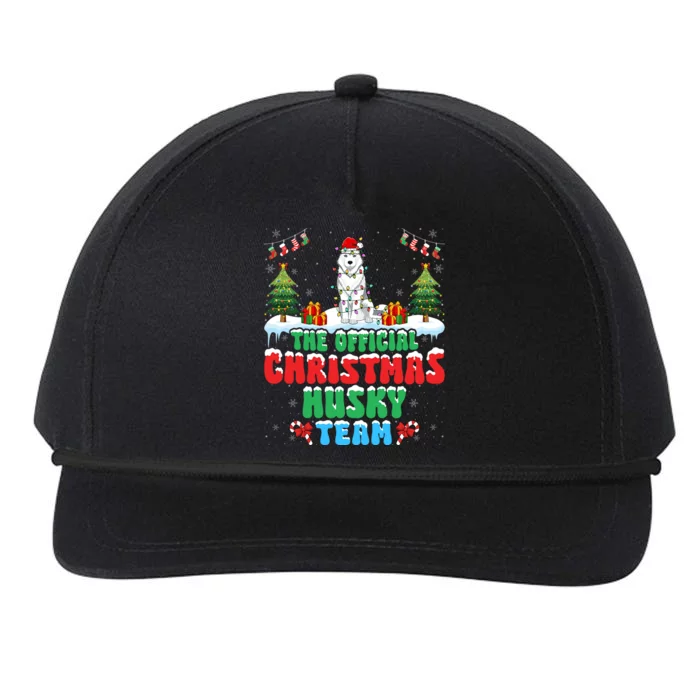 Christmas Husky Team Husky Wearing Santa Hat Xmas Funny Gift Snapback Five-Panel Rope Hat