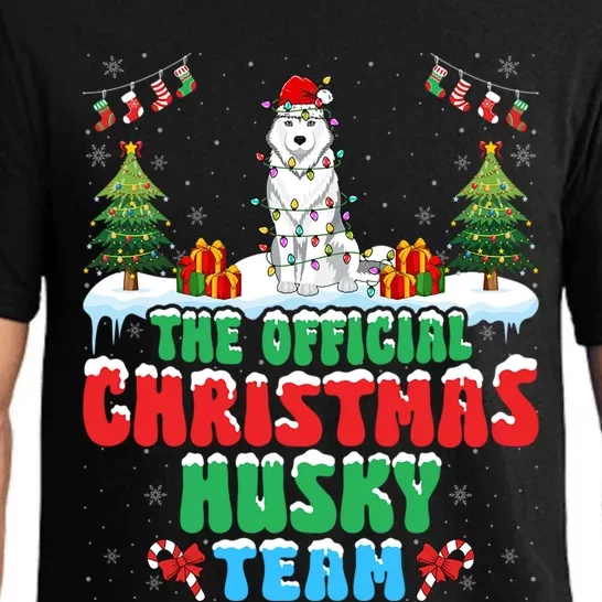 Christmas Husky Team Husky Wearing Santa Hat Xmas Funny Gift Pajama Set