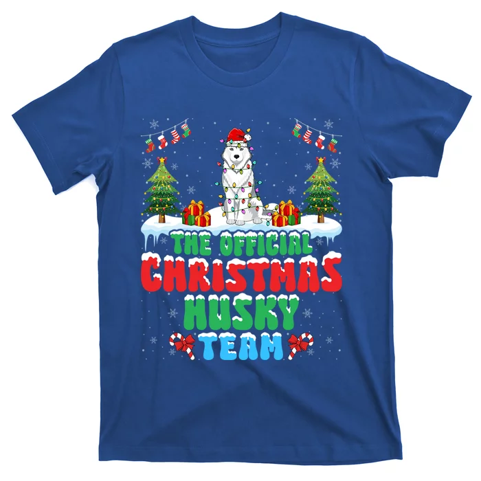 Christmas Husky Team Husky Wearing Santa Hat Xmas Funny Gift T-Shirt