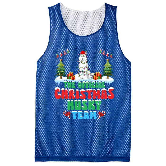 Christmas Husky Team Husky Wearing Santa Hat Xmas Funny Gift Mesh Reversible Basketball Jersey Tank