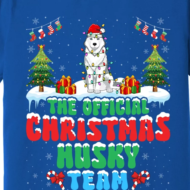 Christmas Husky Team Husky Wearing Santa Hat Xmas Funny Gift Premium T-Shirt