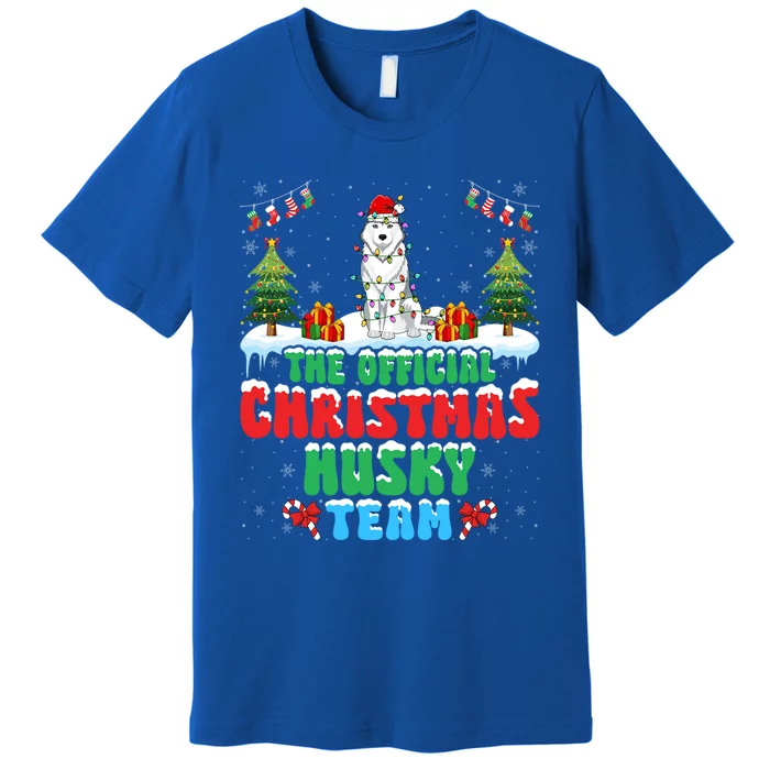 Christmas Husky Team Husky Wearing Santa Hat Xmas Funny Gift Premium T-Shirt