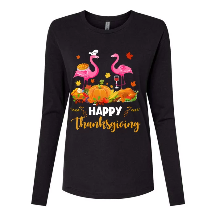 Cool Happy Thanksgiving Flamingo Ing Wine Lover Funny Gift Womens Cotton Relaxed Long Sleeve T-Shirt