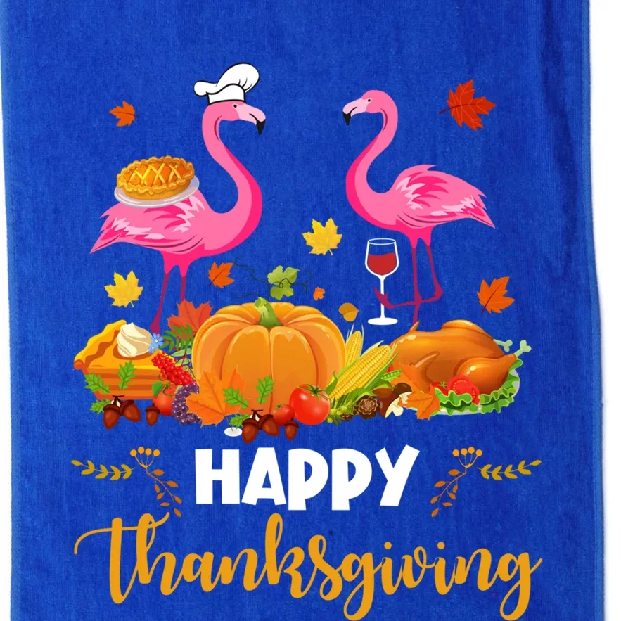 Cool Happy Thanksgiving Flamingo Ing Wine Lover Funny Gift Platinum Collection Golf Towel