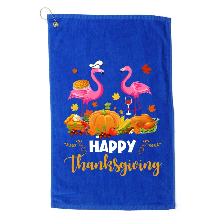 Cool Happy Thanksgiving Flamingo Ing Wine Lover Funny Gift Platinum Collection Golf Towel