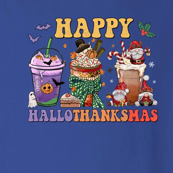 Coffee Halloween Thanksgiving Christmas Happy Hallothanksmas Gift Toddler Long Sleeve Shirt