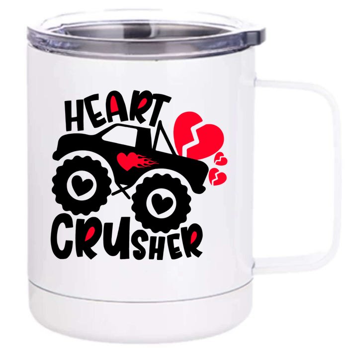 Crusher Heart Trucker Valentine's Day Crusher Heart Cool Gift Front & Back 12oz Stainless Steel Tumbler Cup