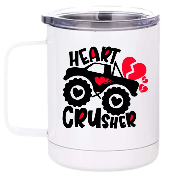 Crusher Heart Trucker Valentine's Day Crusher Heart Cool Gift Front & Back 12oz Stainless Steel Tumbler Cup