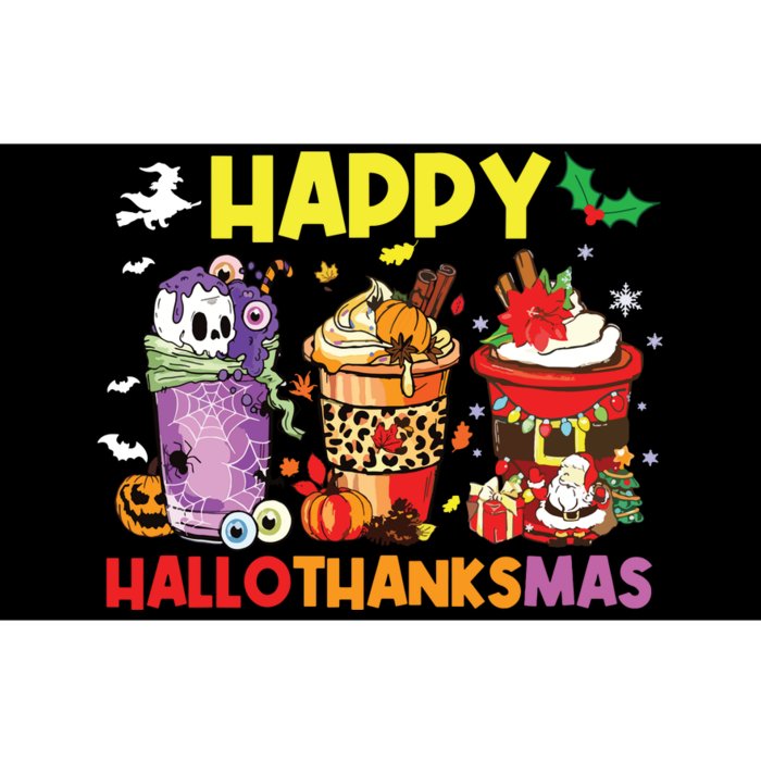 Coffee Halloween Thanksgiving Christmas Happy Hallothanksmas Bumper Sticker