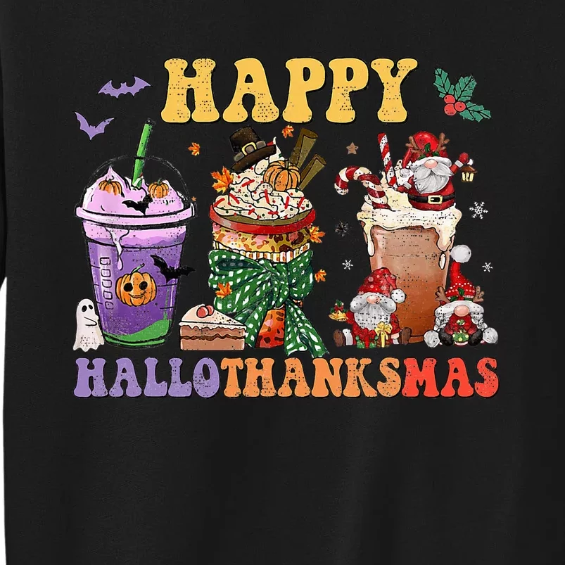 Coffee Halloween Thanksgiving Christmas Happy Hallothanksmas Sweatshirt