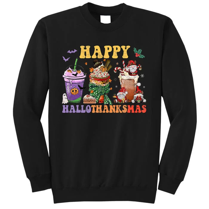 Coffee Halloween Thanksgiving Christmas Happy Hallothanksmas Sweatshirt