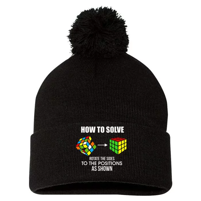 Cubing How To Solve Puzzle Cube Player Cuber Pom Pom 12in Knit Beanie